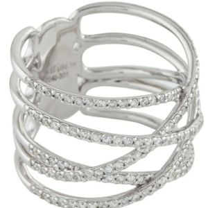 14k Gold &  Dianond Crossover Ring Size 7